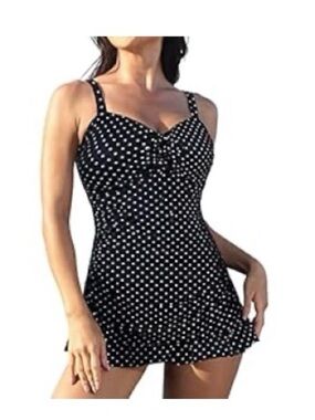 Septangle Black Polka Dot Swimdress size 10
